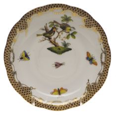 Herend Rothschild Bird Brown Border Tea Saucer, Motif 11
