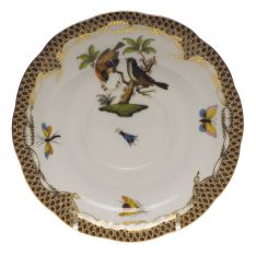 Herend Rothschild Bird Brown Border Tea Saucer, Motif 12