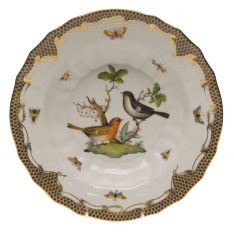 Herend Rothschild Bird Brown Border Rim Soup, Motif 5