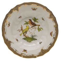 Herend Rothschild Bird Brown Border Rim Soup, Motif 6