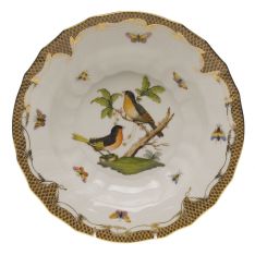Herend Rothschild Bird Brown Border Rim Soup, Motif 8