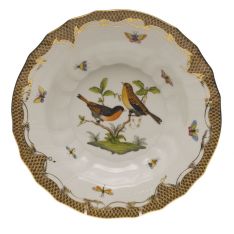 Herend Rothschild Bird Brown Border Rim Soup, Motif 9