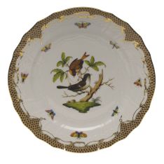 Herend Rothschild Bird Brown Border Service Plate, Motif 4
