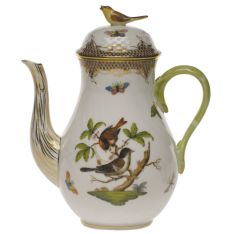 Herend Rothschild Bird Brown Border Coffee Pot, 36 oz