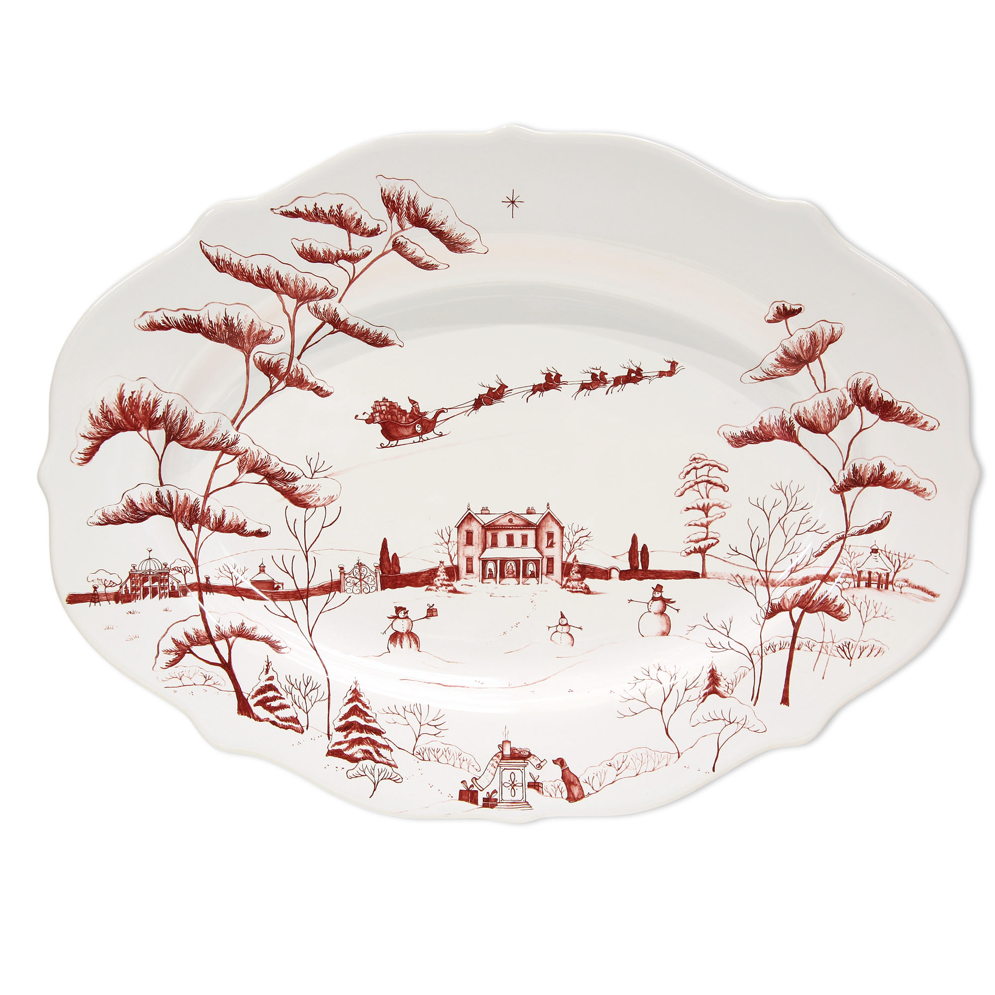 Juliska Country Estate Winter Frolic Ruby Christmas Eve Serving Platter, 15
