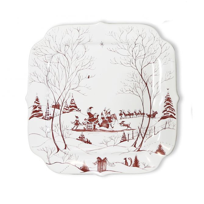 Juliska Country Estate Winter Frolic Ruby Santa's Cookie Tray