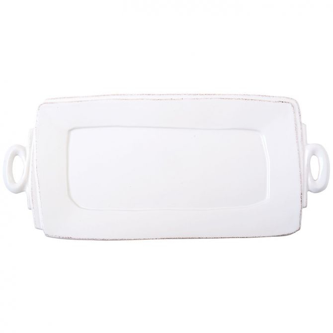 Vietri Lastra White Handled Rectangular Platter
