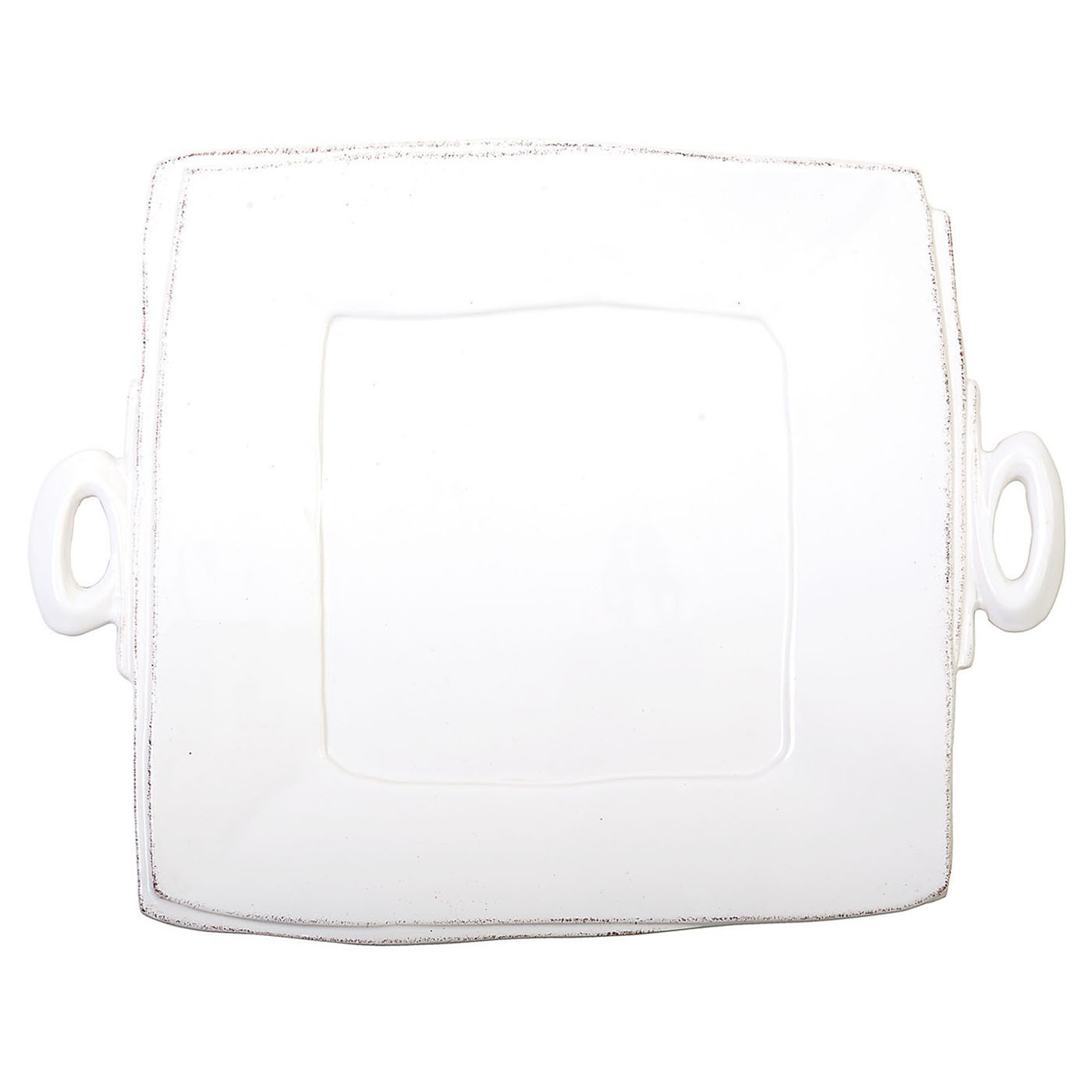 Vietri Lastra White Handled Square Baker