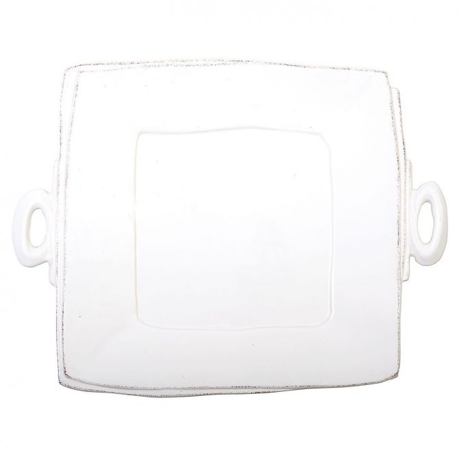 Vietri Lastra White Handled Square Baker