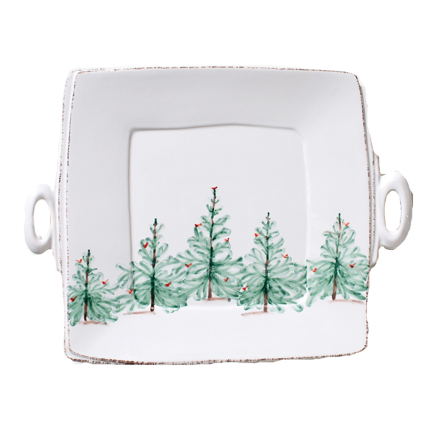 Vietri Lastra Holiday Handled Square Platter