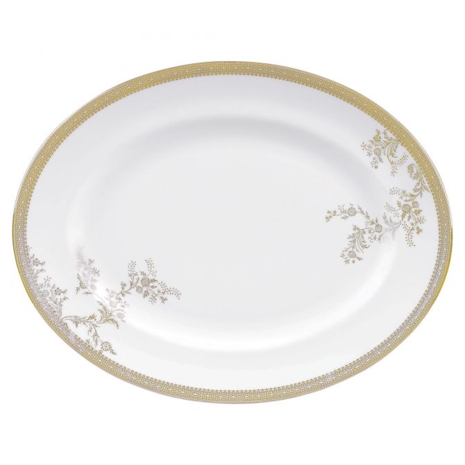 Vera Wang Vera Lace Gold Oval Platter, 13.75"