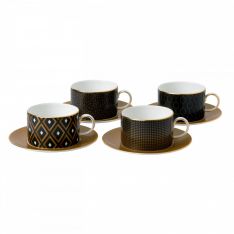 Wedgwood Arris Accent Teacup & Saucer, Set of 4