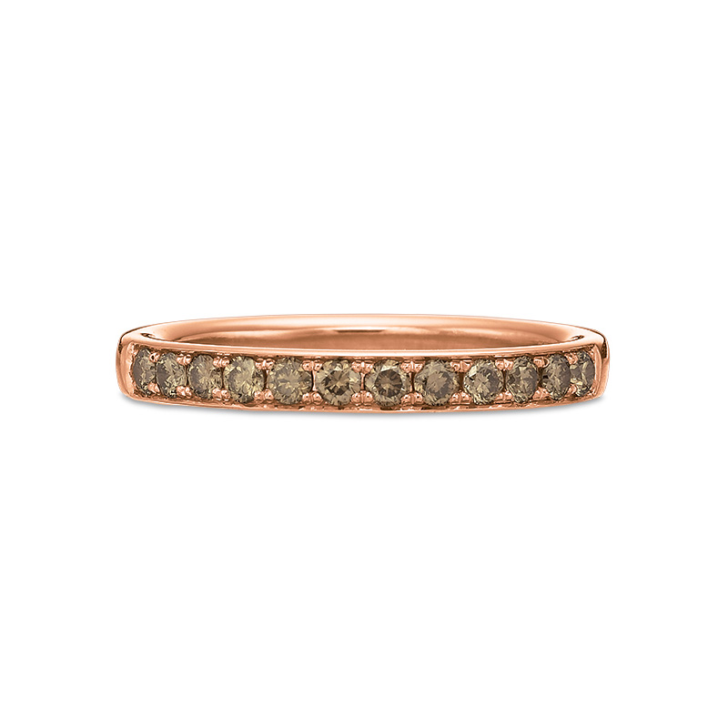 18K Rose Gold Brown Diamond Bead Set Wedding Band, Size 10 Borsheims