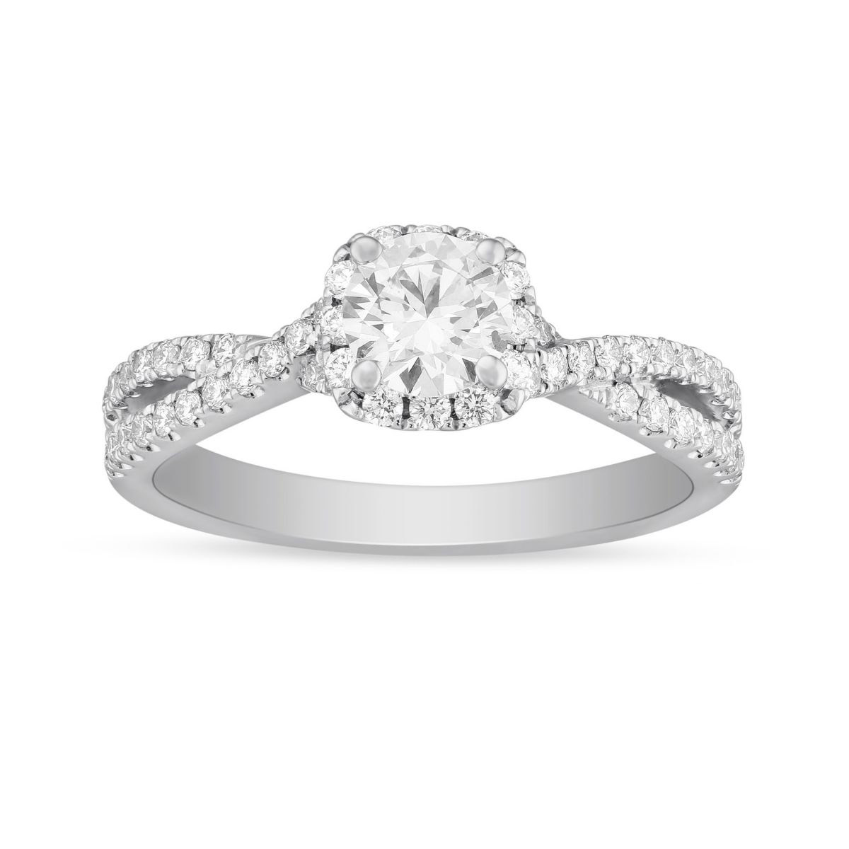14K White Gold Lab Grown Diamond Halo Twist Engagement Ring | Borsheims
