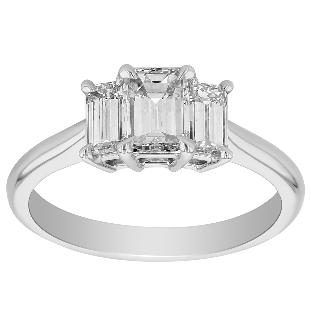 Emerald Cut Diamond 3 Stone Engagement Ring in White Gold | Borsheims