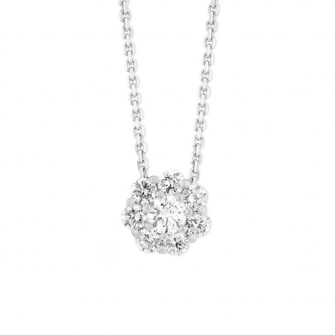 14K White Gold Lab Grown Diamond Cluster Pendant, 0.55cttw