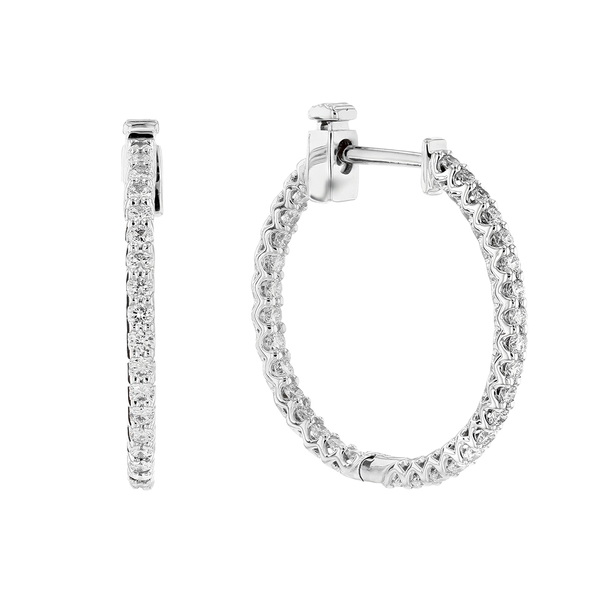 14k White Gold Lab Grown Diamond Inside Out Hoop Earrings 0 96cttw 14k White Gold Lab Grown Diamond Inside Out Hoop Earrings 0 96cttw