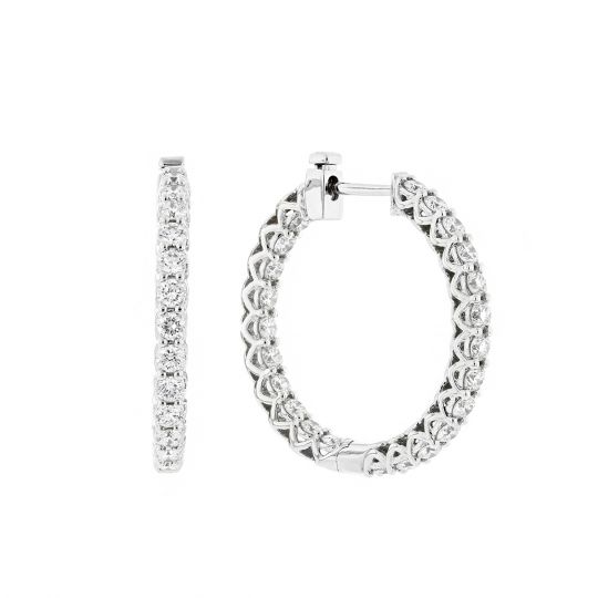 14k White Gold Lab Grown Diamond Inside Out Hoop Earrings 2 96cttw 14k White Gold Lab Grown Diamond Inside Out Hoop Earrings 2 96cttw