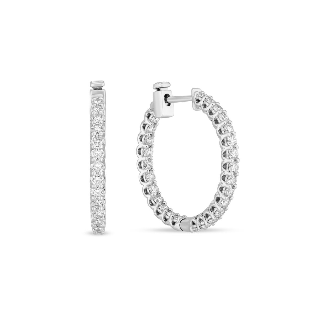 14K White Gold Lab Grown Diamond Inside-Out Hoops,  1.96cttw