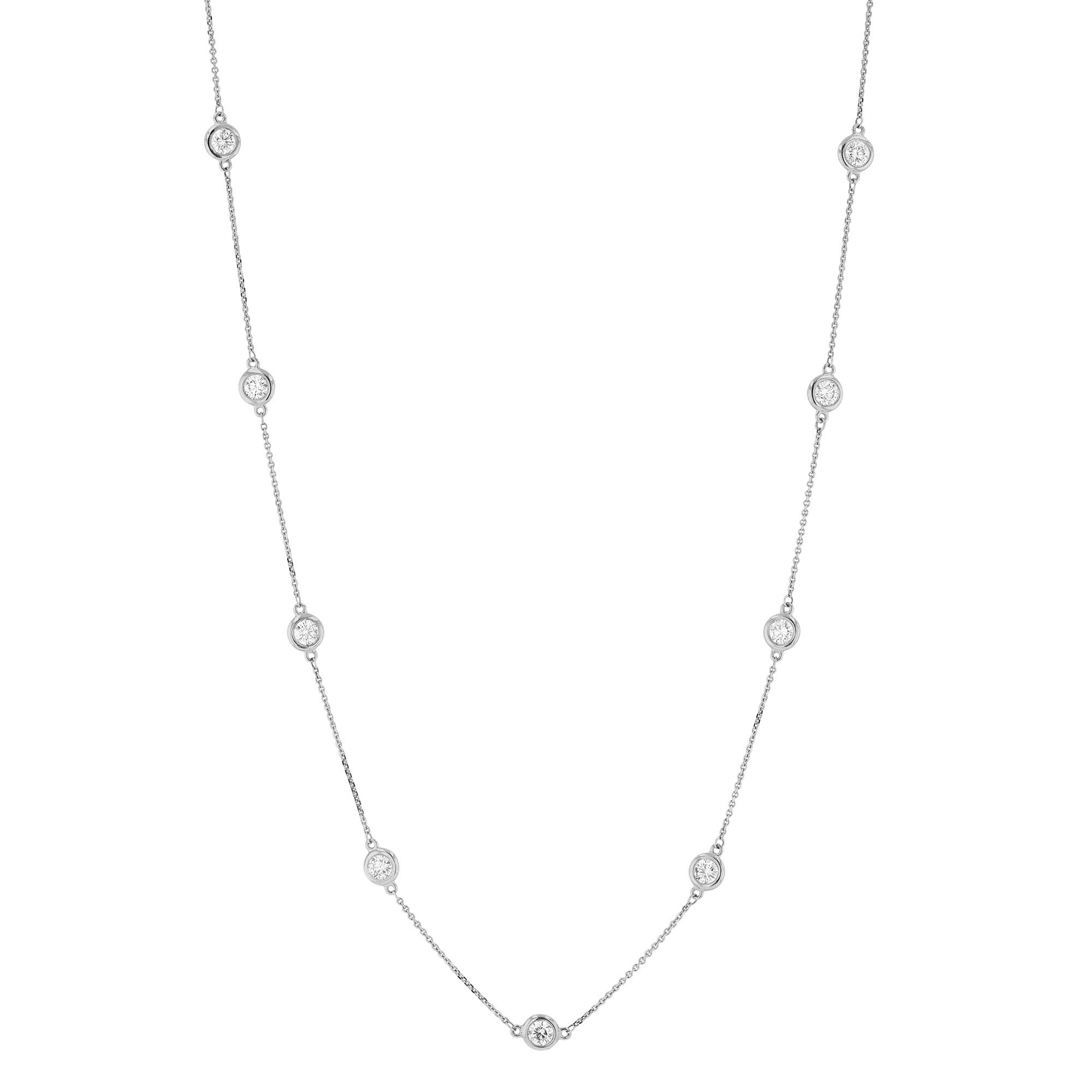 14K White Gold 18" Diamond Station Necklace, 2.8cttw Borsheims