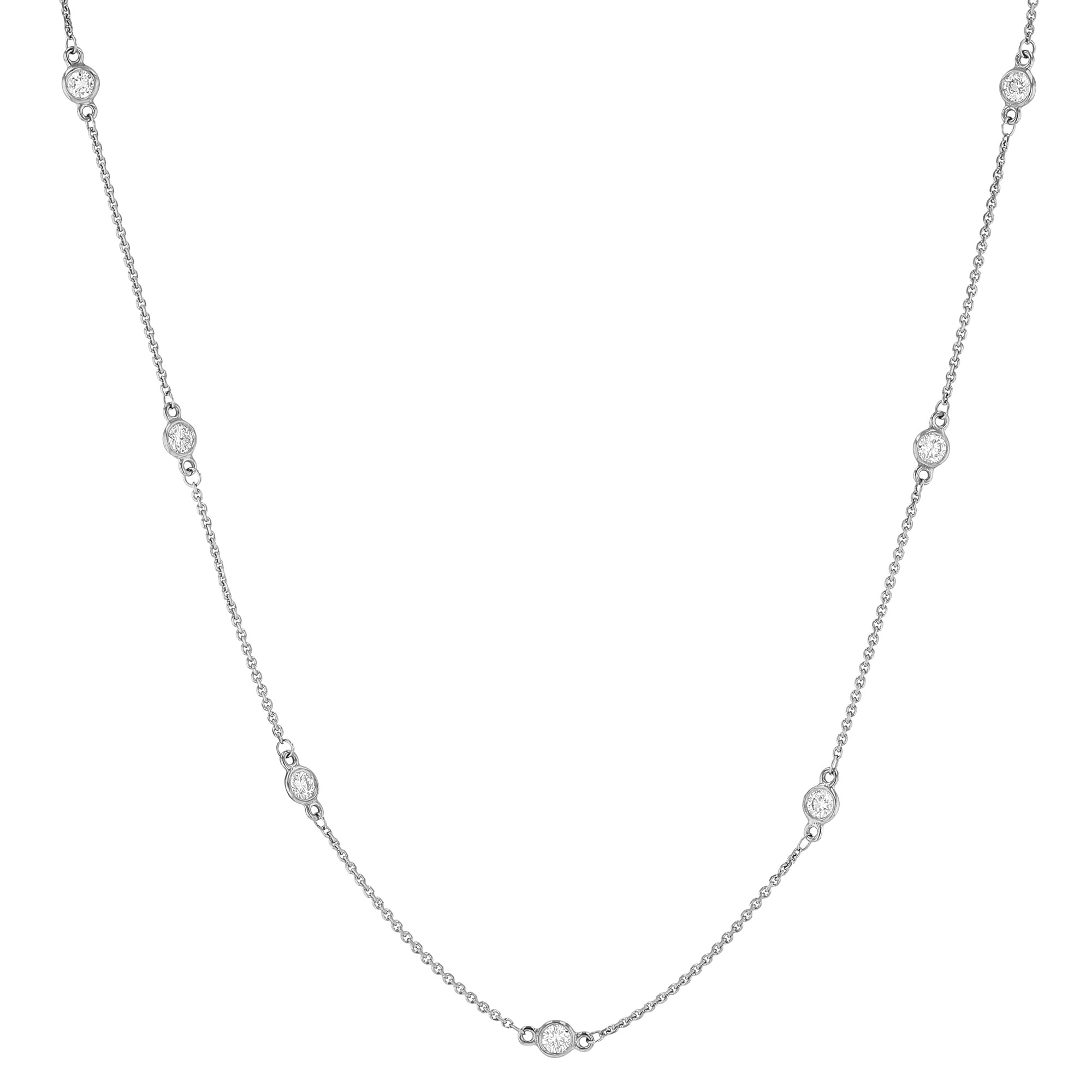 14K White Gold 16" Diamond Station Necklace, 0.82cttw Borsheims