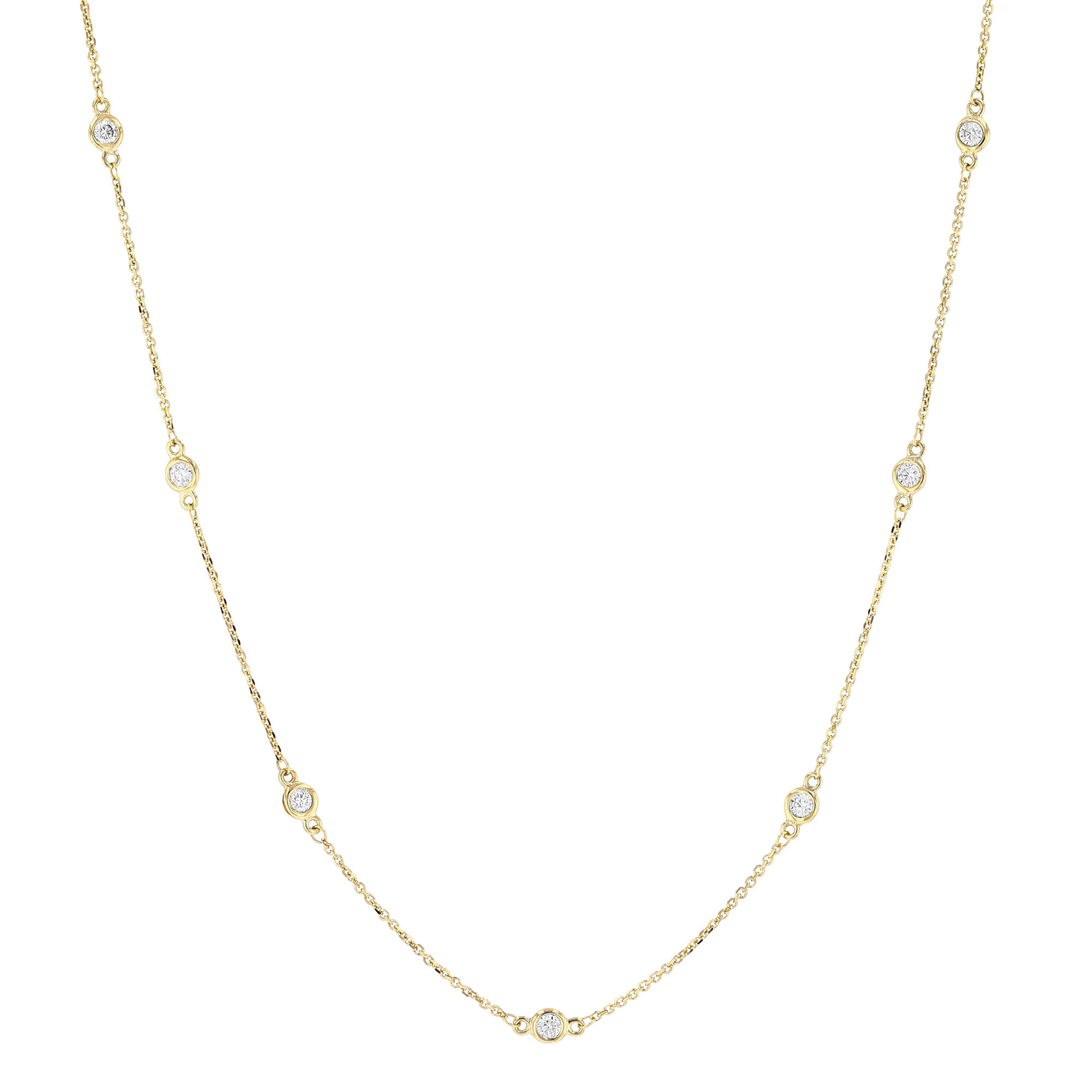 14K Yellow Gold 16" Diamond Station Necklace, 0.70cttw Borsheims