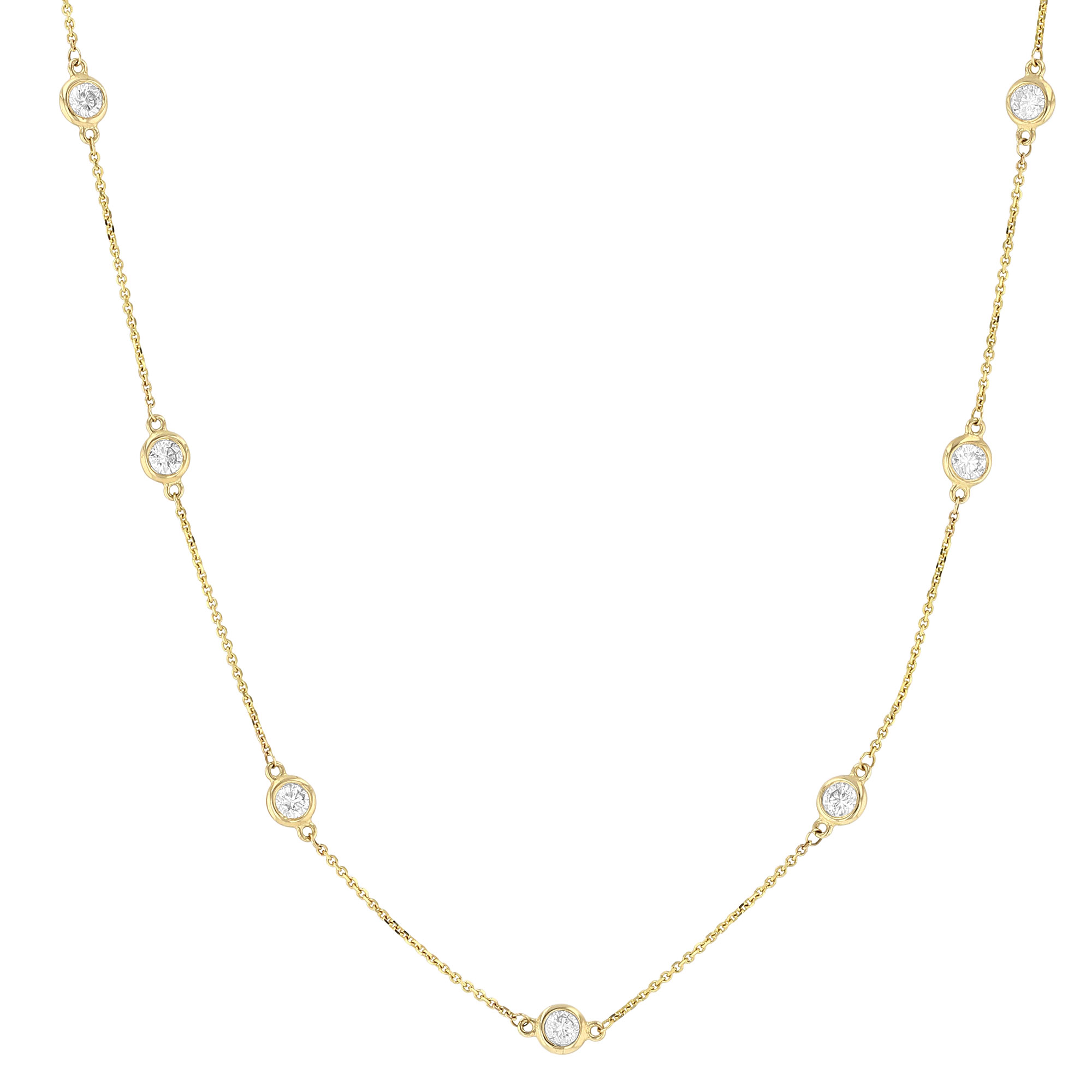 14K Yellow Gold 16" Diamond Station Necklace, 1.52cttw | Borsheims