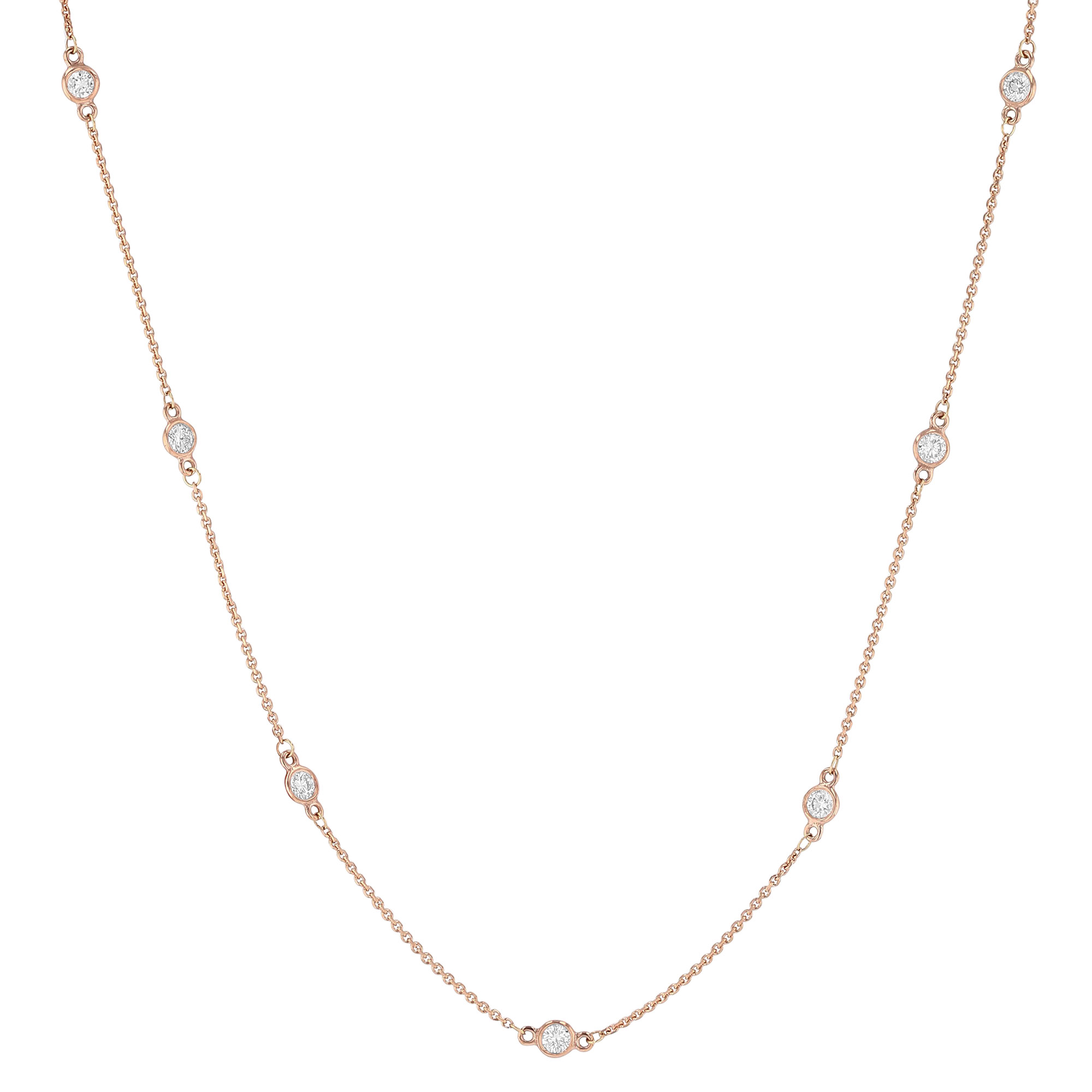 Diamond Station Necklace in 14K Rose Gold 16", 0.80cttw Borsheims
