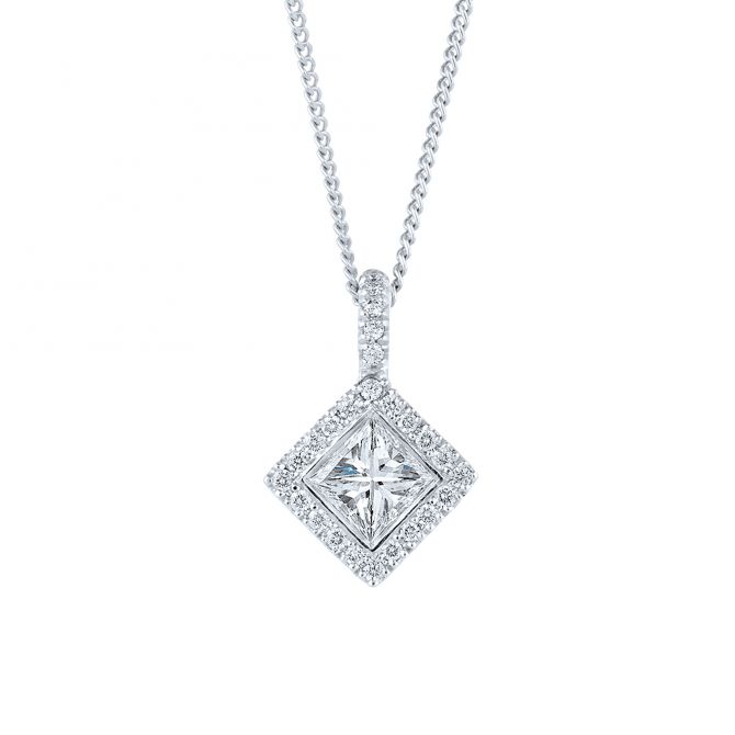 Kwiat Princess Cut Diamond Halo Pendant 