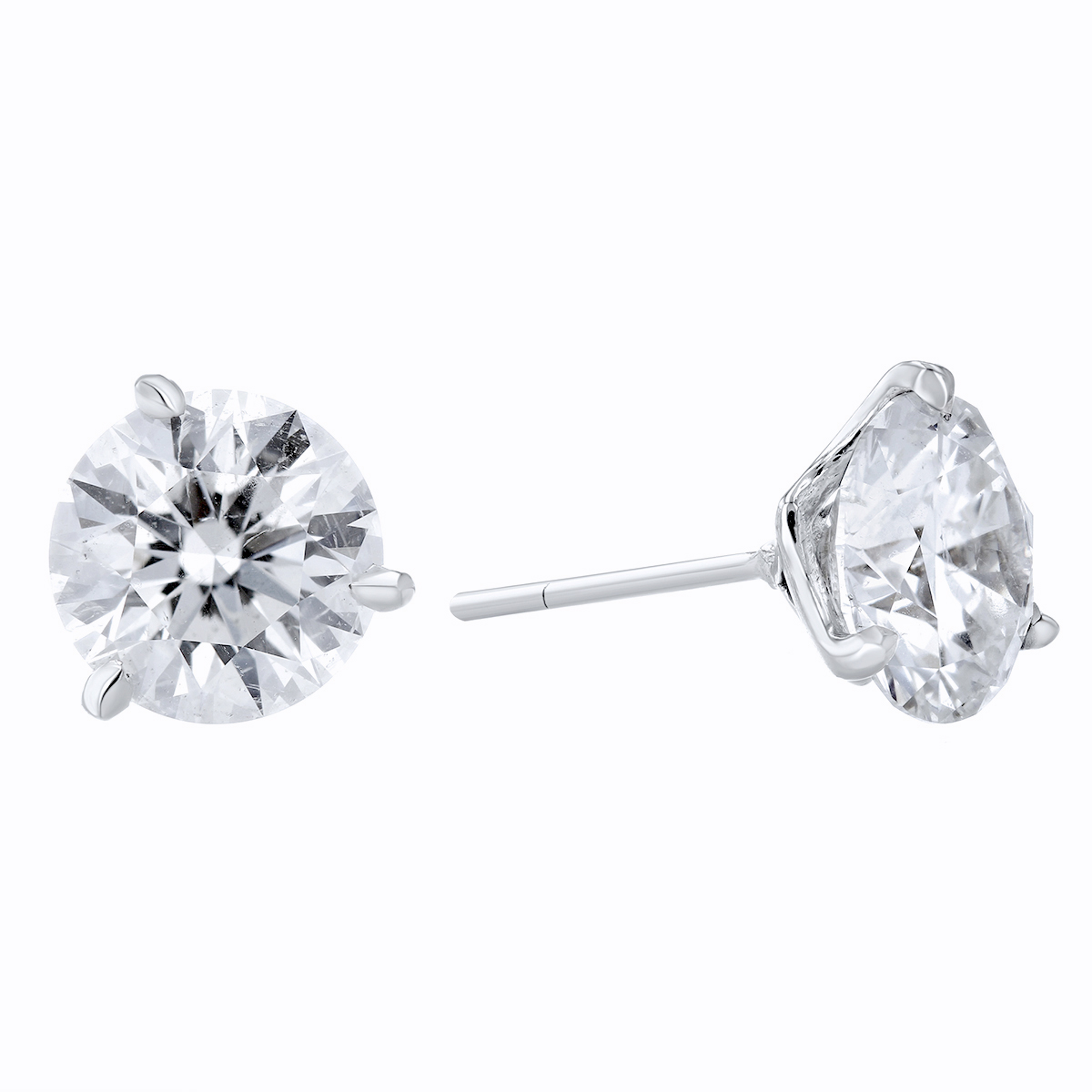 18K White Gold Martini Round Diamond Stud Earrings,4.25cttw Borsheims