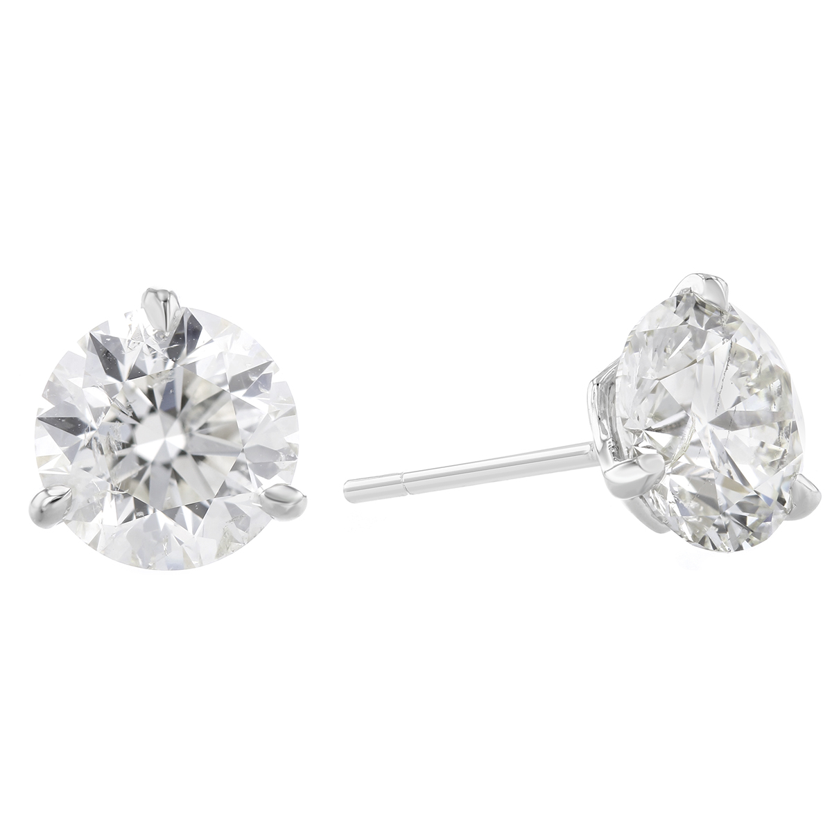 18K White Gold Martini Round Diamond Stud Earrings, 3.07cttw Borsheims