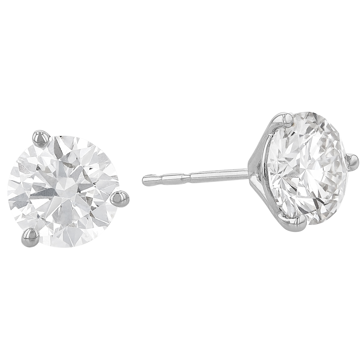 Lab Grown Round Diamond Martini Set Stud Earrings in White Gold, 2.46 ...