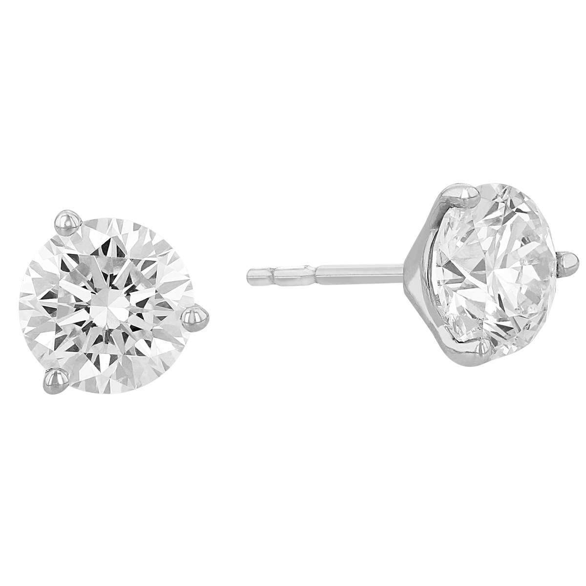 Lab Grown Round Diamond Martini Set Stud Earrings in White Gold, 2 cttw ...