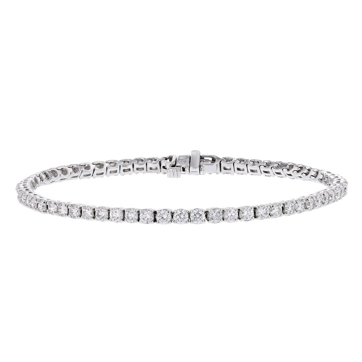 14K White Gold Lab Grown Diamond Prong Set Tennis Bracelet, 3.96 cttw
