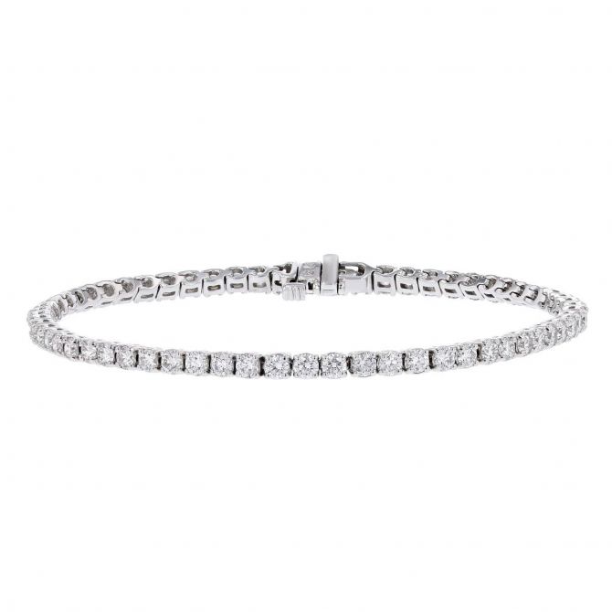 14K White Gold Lab Grown Diamond Prong Set Tennis Bracelet, 3.96 cttw
