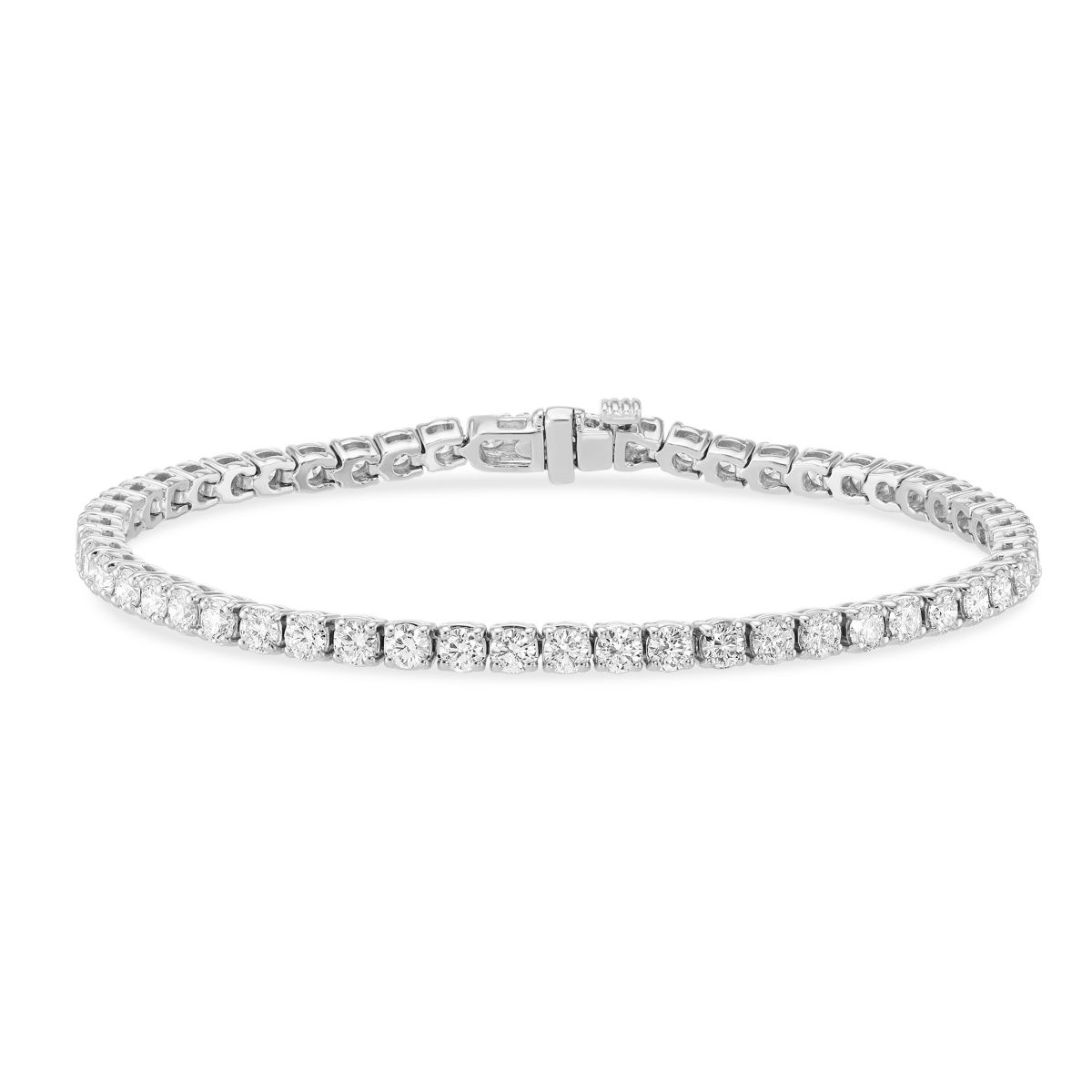 14K White Gold Lab Grown Prong Set Diamond Tennis Bracelet, 5.96 cttw