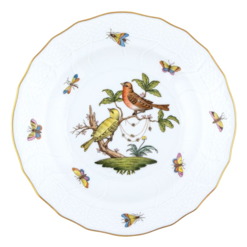 Herend Rothschild Bird Motif 6 Dessert Plate