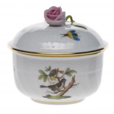 Herend Rothschild Bird Covered Sugar with Rose, 4 oz
