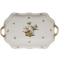 Herend Rothschild Bird Rectangular Tray with Handles, 18"