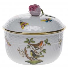 Herend Rothschild Bird Covered Sugar with Rose, 10 oz