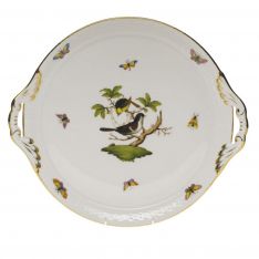 Herend Rothschild Bird Round Tray with Handles, 11.25"