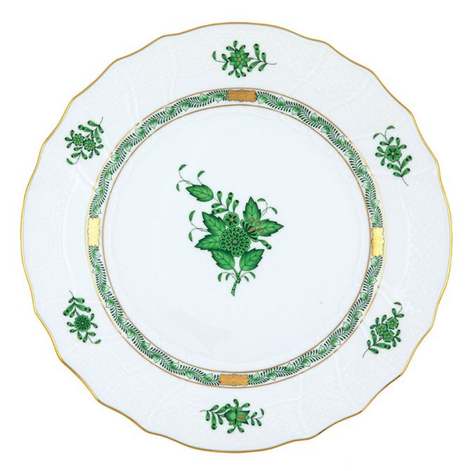 Herend Chinese Bouquet Green Dinner Plate