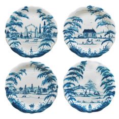 Juliska Country Estate Delft Blue Spring Scenes Party Plates, Set of 4