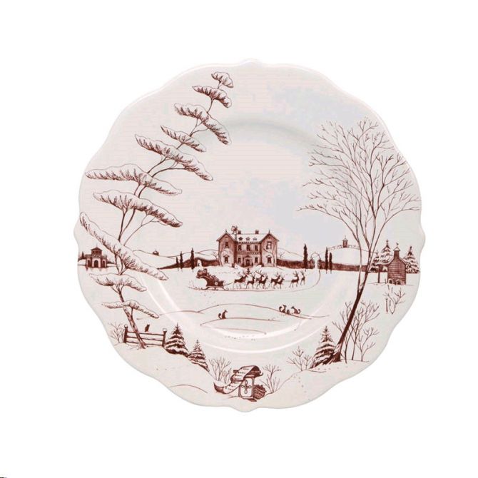 Juliska Country Estate Winter Frolic Ruby Scallop Dinner Plate