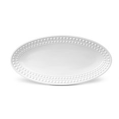 L'Objet Perlee White Oval Platter, 14"