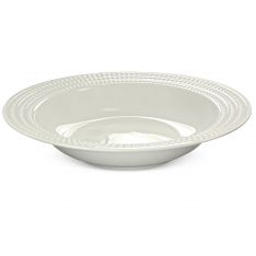L'Objet Perlee White Rimmed Round Serving Bowl