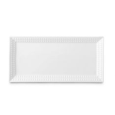 L'Objet Perlee White Rectangular Tray, 16"
