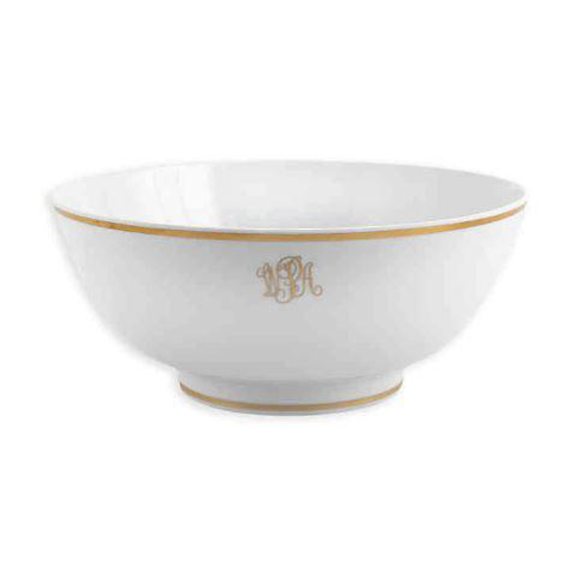 Pickard Signature Ivory Gold Large round Monogram Serving Bowl