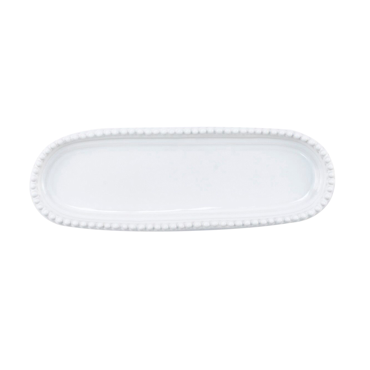 Vietri Incanto Stone White Stripe Small Oval Tray