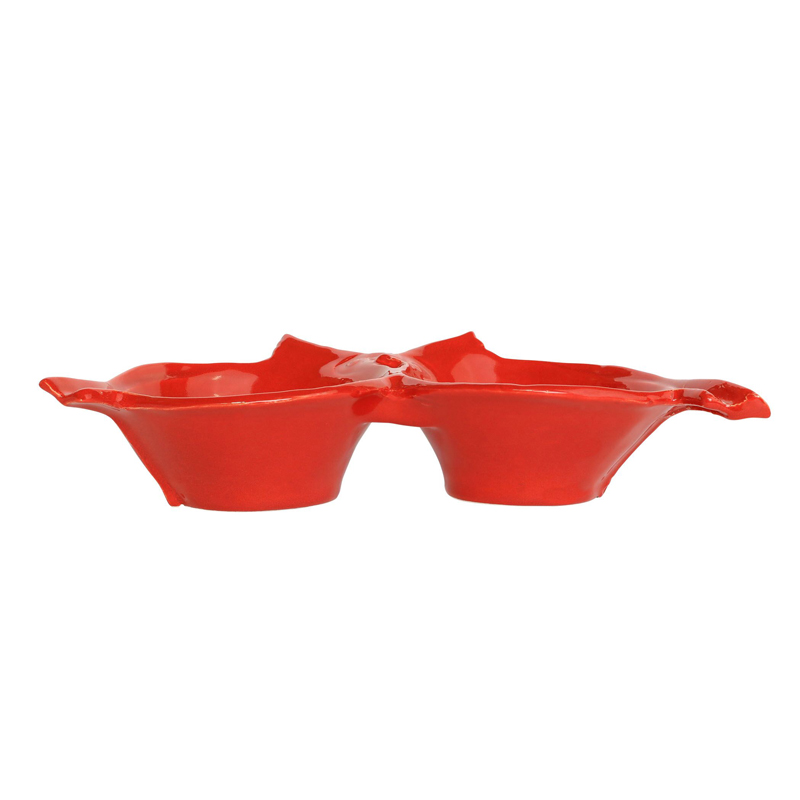 Vietri Lastra Holiday Bird 2 Bowl Server
